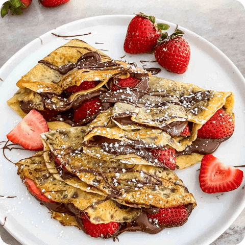 Biscoff/Nutella And Strawberry Crepes with almond wraps