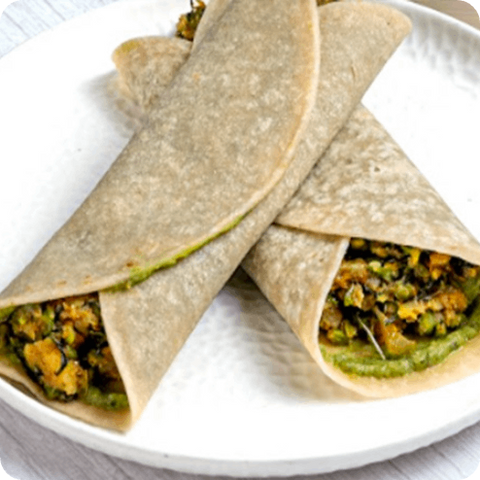 Vegetarian Paneer Frankies in gobbleright wraps
