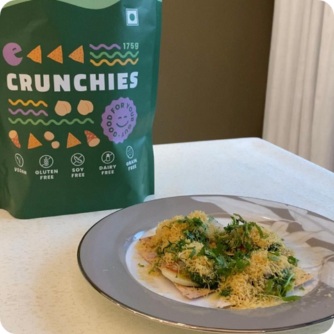 The Lightest Sev Puri with gobbleright’s crunchies