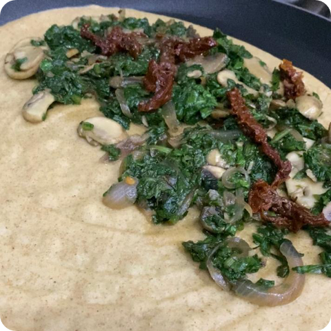 Savoury Mushroom and Spinach Crepe with gobbleright’s flour power