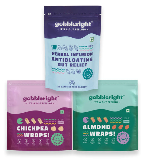 1 Antibloating Gut Relief Tea, 1 Almond Wraps! And 1 Chickpea Wraps! (11% Off)